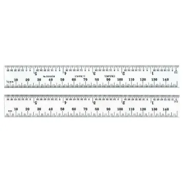 Starrett  C636EM-6 Spring Tempered Precision Rule, Imperial/Metric Measuring System, Graduations #36 to 32nds and 1/2mm on One Side, 64ths and mm on Reverse Side, 150 mm L, Steel, Silver
