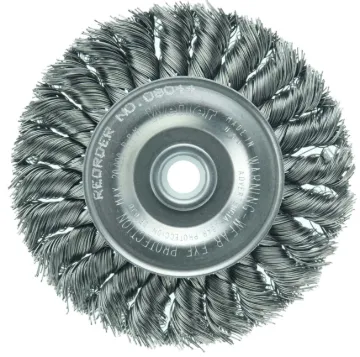 Weiler® 08064 ST-4 Heavy-Duty Wheel Brush, 4 in Dia Brush, 1/2 in W Face, 0.02 in Dia Filament/Wire Standard/Twist Knot Filament/Wire, 3/8 to 1/2 in Arbor Hole