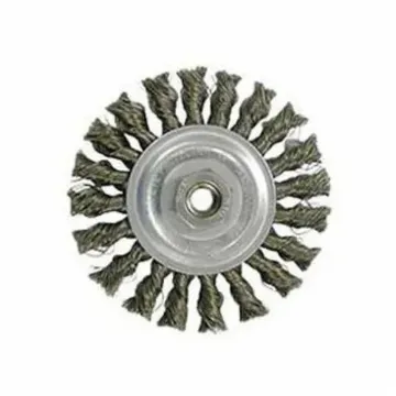 Vortec Pro® 36026 Wide Face Wheel Brush, 4 in Dia Brush, 0.014 in Dia Standard/Twist Knot Filament/Wire, 3/8 to 1/2 in Arbor Hole