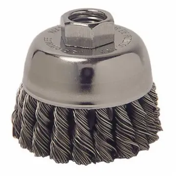 Vortec Pro® 36039 Single Row Cup Brush, 3 in Dia Brush, 5/8-11 Arbor Hole, 0.02 in Dia Filament/Wire, Standard/Twist Knot, Stainless Steel Fill