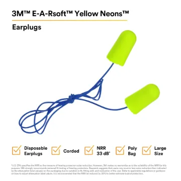 E-A-Rsoft™ 7100006342 311-1251 Ear Plug, 33 dB Noise Reduction, Tapered Shape, Corded Design