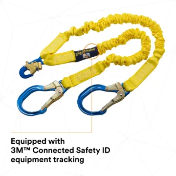 3M™ DBI-SALA® 7100188781 ShockWave2 Tie-Off Shock-Absorbing Lanyard, 310 lb Load, 6 ft L, Elastic Webbing Line, 2 Legs, Rebar Hook Anchorage Connection, EN 353-1:2018/CSA Z259.2.5-12