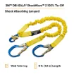 3M™ DBI-SALA® 7100188781 ShockWave2 Tie-Off Shock-Absorbing Lanyard, 310 lb Load, 6 ft L, Elastic Webbing Line, 2 Legs, Rebar Hook Anchorage Connection, EN 353-1:2018/CSA Z259.2.5-12