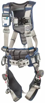 3M™ DBI-SALA® 7012816000 ExoFit STRATA Harness, XL, 420 lb Load, Repel Polyester Strap, Revolver™/Tri-Lock Quick-Connect Leg Strap Buckle, D-Ring Shoulder Strap Buckle, Anodized Aluminum Hardware, Blue/Gray