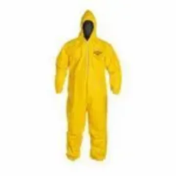 DuPont™ QC127SYL3X001200 Standard Coverall With Attached Hood, 3XL, Yellow, 10 mil Tychem® 2000, 47-1/4 to 50-3/4 in Chest, 31 in L Inseam