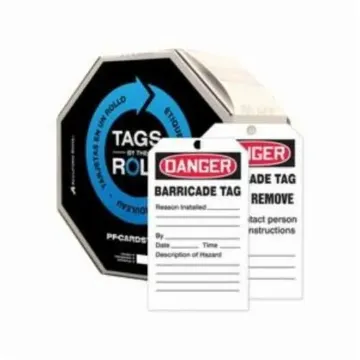 Accuform® TAR128 Tags By-The-Roll™ Danger Safety Tag, 6-1/4 in H x 3 in W, Black on White/Red, 3/8 in Hole, Cardstock