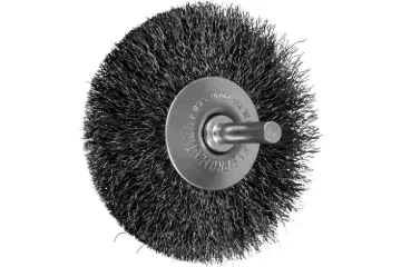 PFERD 79182861 Bevel Stem Mounted Cup Brush, 3 in Dia Brush, 0.006 in Dia Filament/Wire, Crimped/Flared, Carbon Steel Fill