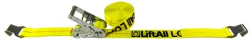 Lift-All® LoadHugger® 60501 Tiedown With Ratchet Strap, 1600 lb Working, 5000 lb Ultimate/Breaking Strength Load, 27 ft L, Flat Hook End Style