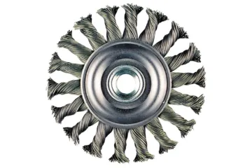 metabo® 655138000 Wheel Brush, 4 in Dia Brush, 3/16 in W Face, 0.02 in Dia Knot Filament/Wire, 5/8-11 Arbor Hole