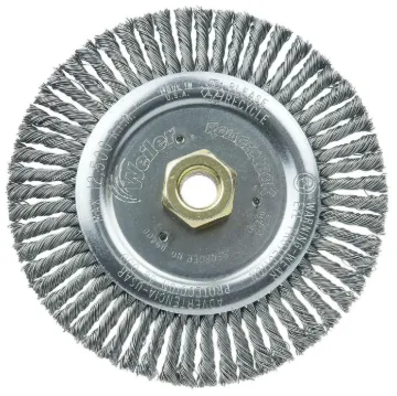 Roughneck® 09400 STB-6 Narrow Face Root Pass Wheel Brush, 6 in Dia Brush, 3/16 in W Face, 0.02 in Dia Filament/Wire Stringer Bead Knot Filament/Wire, 5/8-11 Arbor Hole