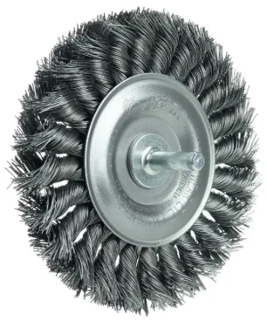 Weiler® 17687 Wheel Brush, 4 in Dia Brush, 1/2 in W Face, 0.014 in Dia Standard/Twist Knot Filament/Wire